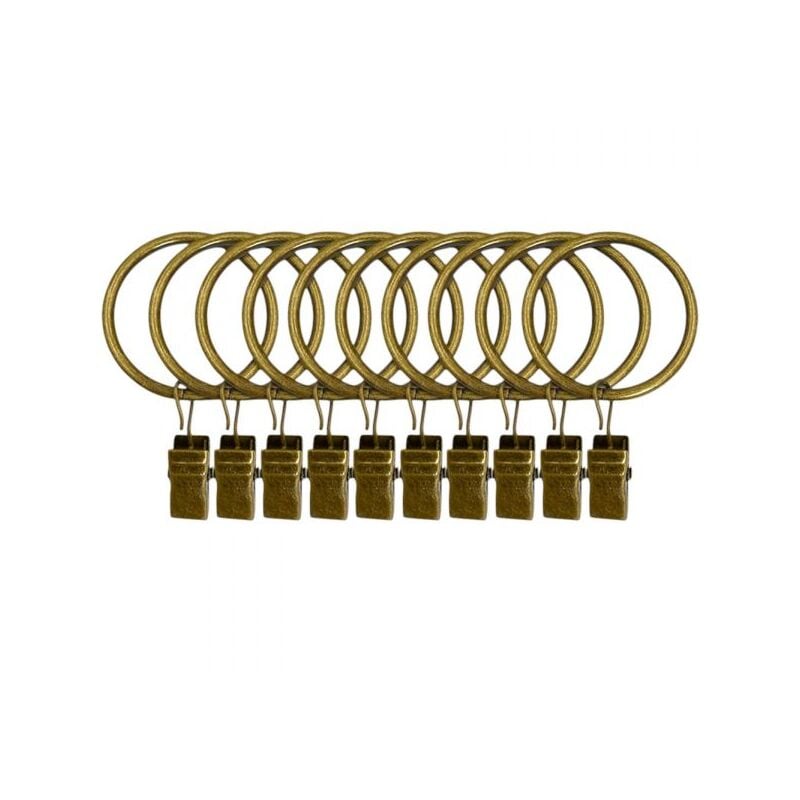 foto del prodotto set di 10 anelli tenda con clip bronzo occhielli a clip per tende metallo 66418
