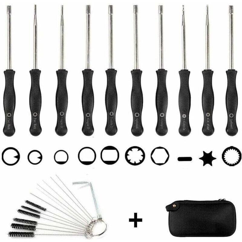 foto del prodotto set di 10 cacciaviti per carburatore borsa eva spazzola per la pulizia, set di strumenti per la regolazione del carburatore, strumento per