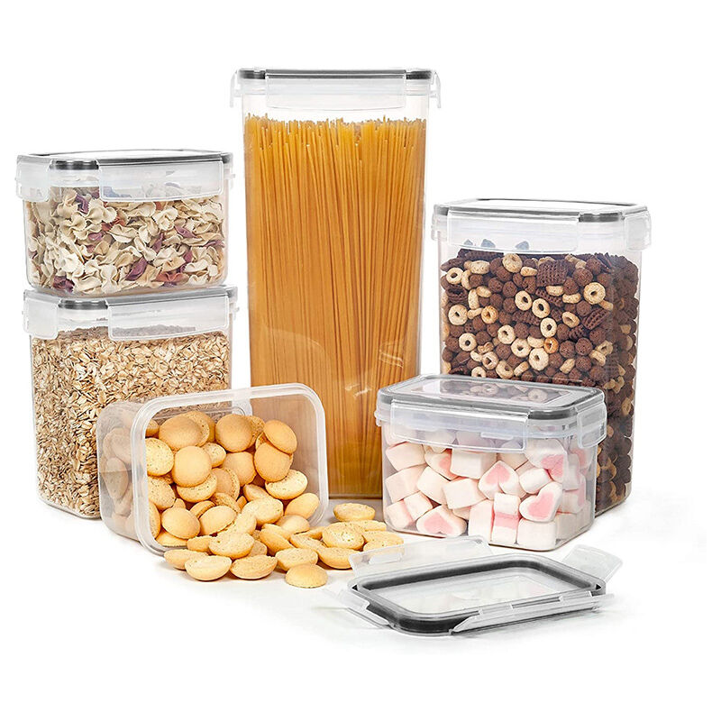 foto del prodotto set di 10 contenitori da cucina da 1,4 litri, barattoli per alimenti in plastica sigillati ermeticamente con coperchio, per conservare cereali,