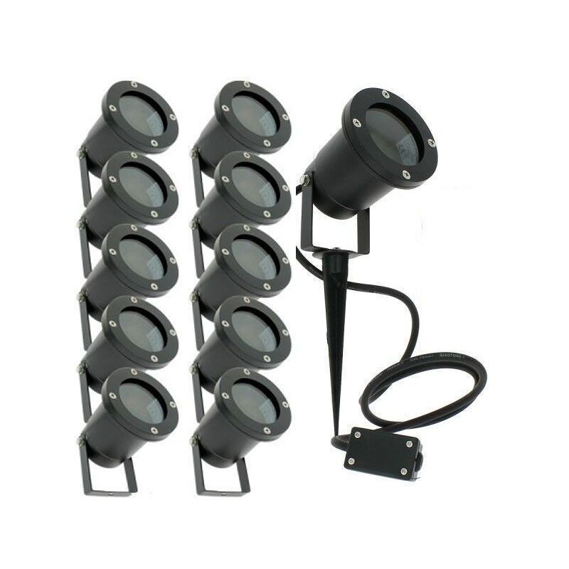 foto del prodotto set di 10 faretti da esterno per illuminazione da giardino a led gu10