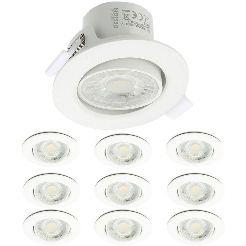 foto del prodotto set di 10 faretti da incasso a led orientabili valence 8w equ. 75w temp rature de couleur bianco neutro 4000k
