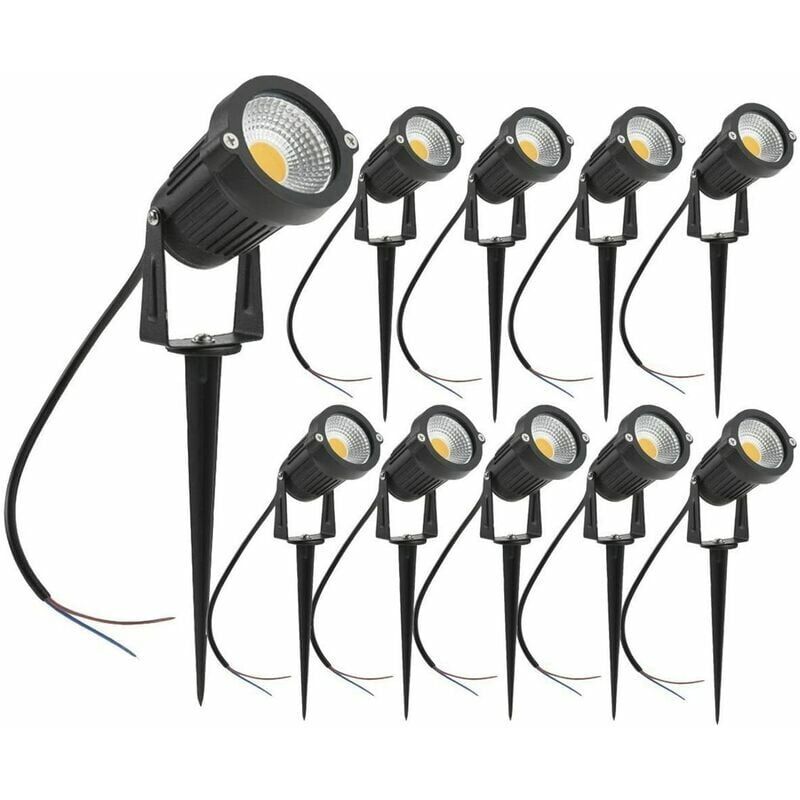foto del prodotto set di 10 faretti led cob 5w 220v faretti da giardino orientabili con paletto illuminazione per esterni giardino terrazza