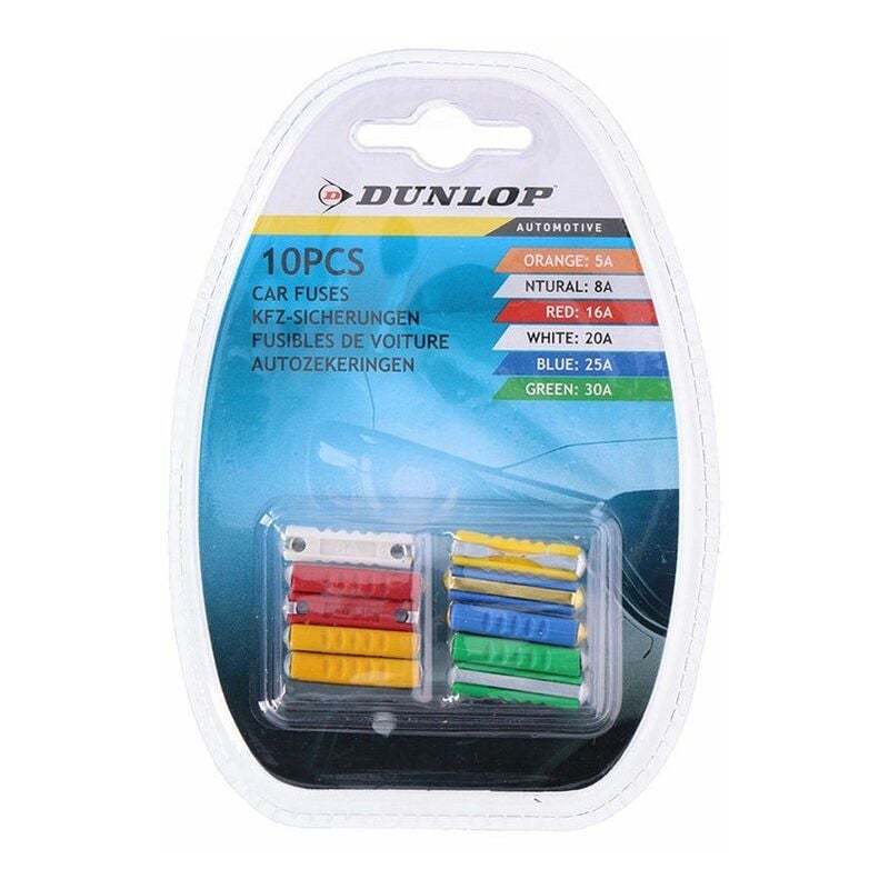 foto del prodotto set di 10 fusibili per auto dunlop assortiti
