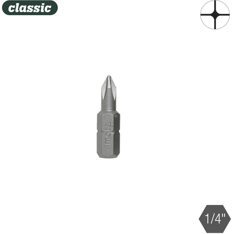 foto del prodotto set di 10 inserti phillips 1x25mm 1 4 acciaio bph125 mota