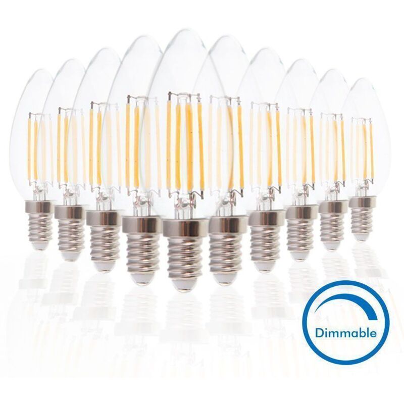 immagine 0 del prodotto set di 10 lampadine a led e14 4w cog dimmerabile bianco caldo temp rature de couleur bianco caldo 2700k