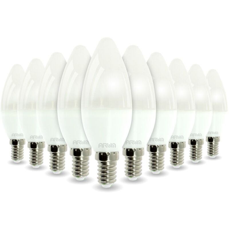 foto del prodotto set di 10 lampadine led a candela e14 5.5w equivalente 40w 470lm arum temp rature de couleur bianco caldo 2700k
