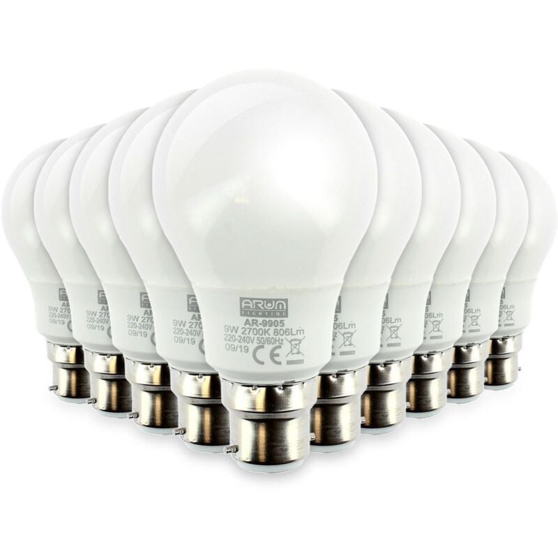 foto del prodotto set di 10 lampadine led b22 8w eq 60w 806lm temp rature de couleur bianco neutro 4000k