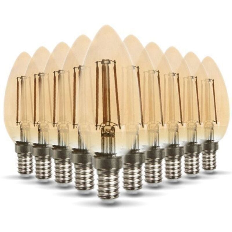 foto del prodotto set di 10 lampadine led e14 ambra 4w eq 40w 400lm temp rature de couleur bianco caldo 2200k