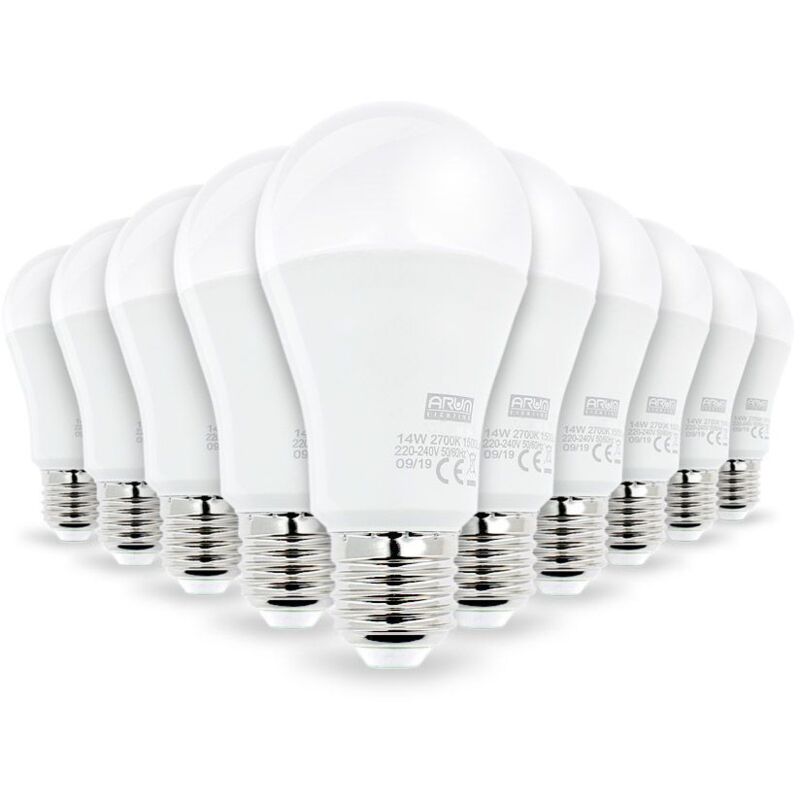 foto del prodotto set di 10 lampadine led e27 alta luminosit 14w eq 100w temp rature de couleur bianco caldo 2700k