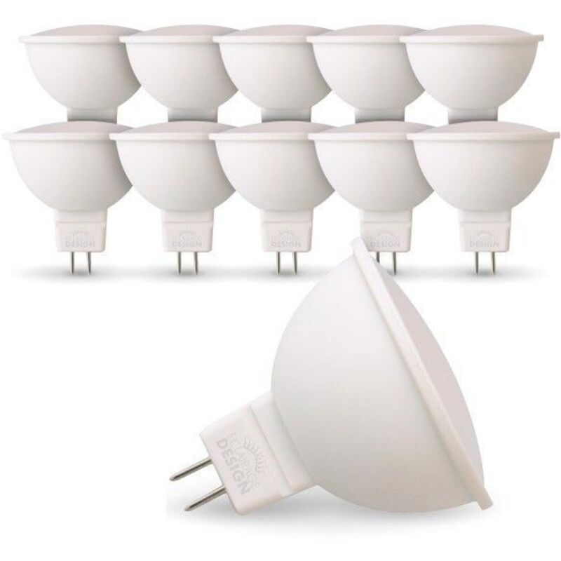 foto del prodotto set di 10 lampadine led gu5.3 mr16 12v 5w eq 40w temp rature de couleur bianco caldo 2700k