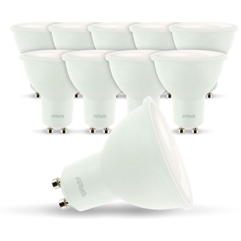 foto del prodotto set di 10 lampadine per faretti led gu10 5w eq 40w temp rature de couleur bianco caldo 2700k
