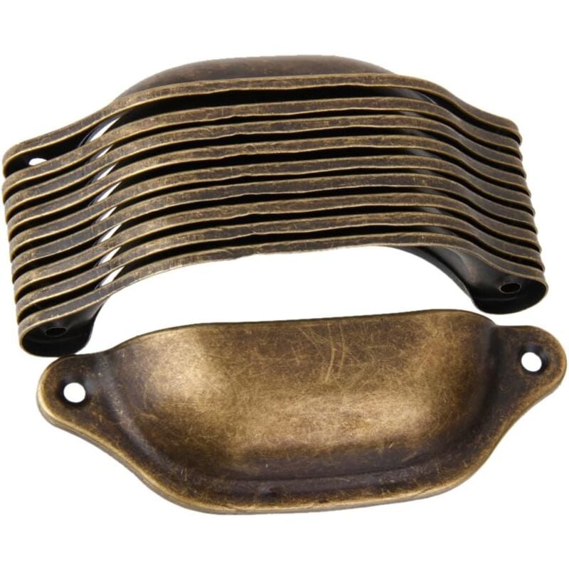foto del prodotto set di 10 maniglie decorative per mobili e cassetti in ottone anticato -