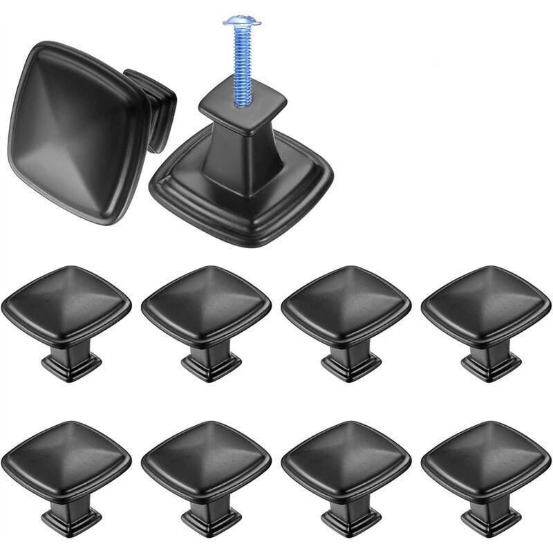 foto del prodotto set di 10 maniglie nere per mobili da cucina pomelli per cassetti e porte, maniglie per armadietti della cucina diametro 30 mm