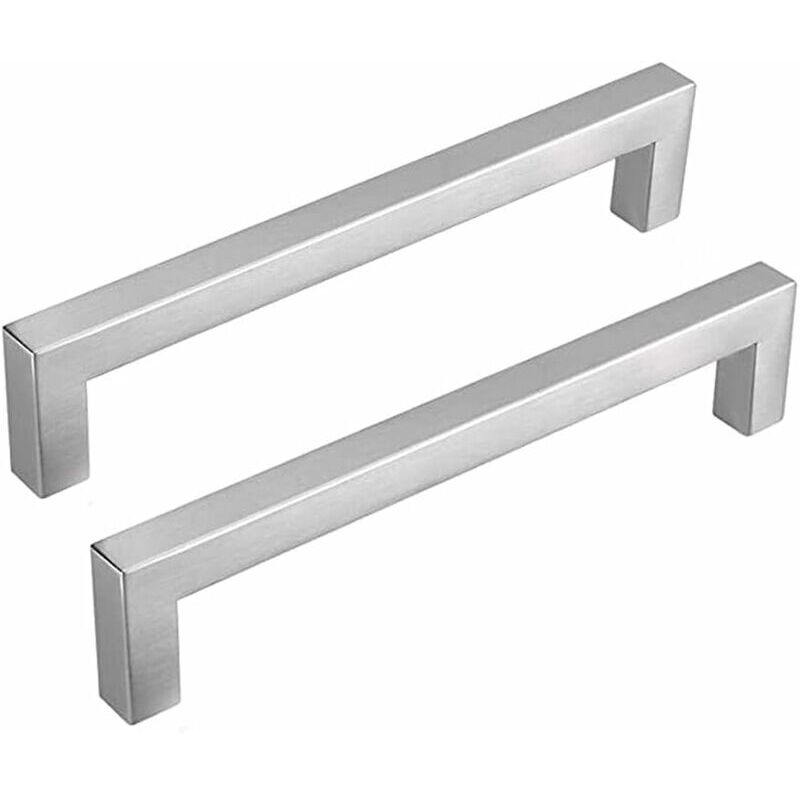 foto del prodotto set di 10 maniglie per mobili da cucina in acciaio inox, maniglie per mobili da cucina lsj12bss128, maniglie da cucina in alpacca spazzolata,