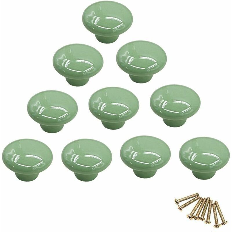 foto del prodotto set di 10 pomelli per mobili in porcellana ceramica verde maniglie per mobili, maniglie per porte, maniglie per mobili, maniglie per mobili,