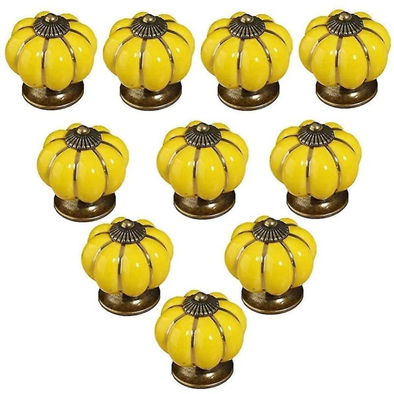 foto del prodotto set di 10 pomelli vintage in ceramica a forma di zucca per cassetti e armadietti, decorazione per la casa bebusingoto
