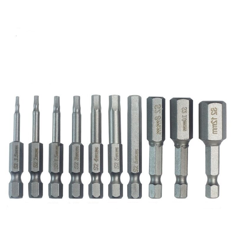 foto del prodotto set di 10 punte esagonali per trapano e cacciavite con impugnatura magnetica a sgancio rapido per una facile installazione in utensili elettrici da