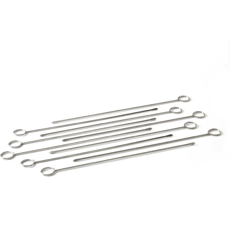 foto del prodotto set di 10 spiedini in acciaio inossidabile, riutilizzabili, utensili da barbecue, 33 cm barbecook