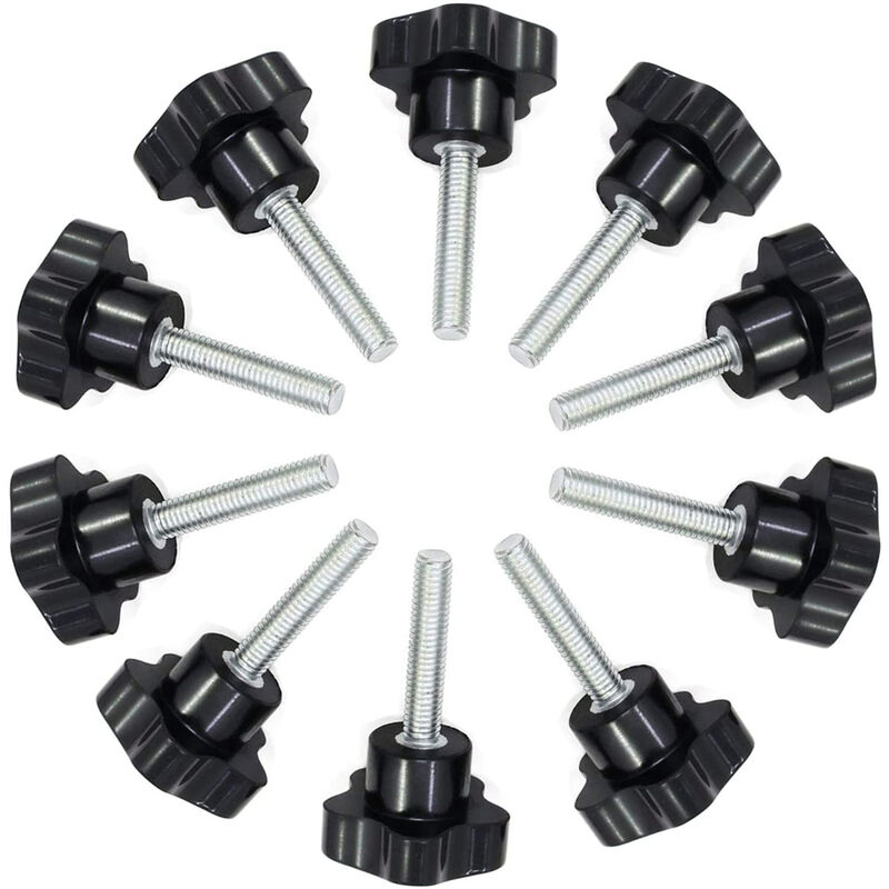 foto del prodotto set di 10 vite a testa m6x25mm manopola zigrinata con filettatura femmina per attrezzature meccaniche