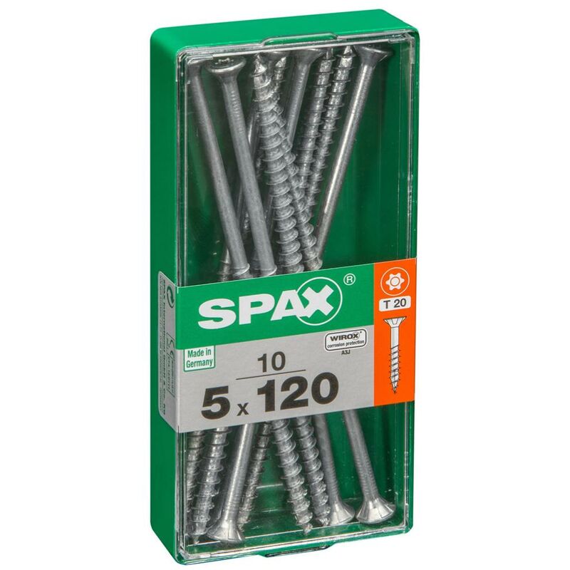 foto del prodotto set di 10 viti spax a testa svasata piana in acciaio, diam.5 mm x l.120 mm spax