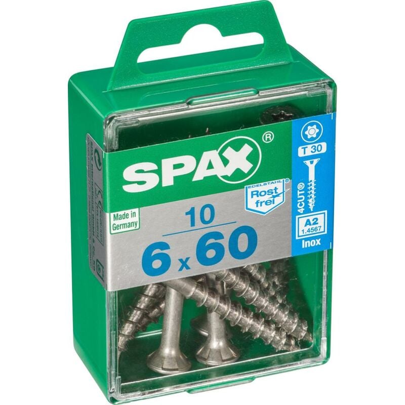 immagine 0 del prodotto set di 10 viti spax in acciaio inox testa svasata torx, diam.6 mm x l.60 mm spax