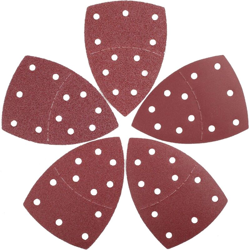 foto del prodotto set di 100 triangoli abrasivi, 105 x 152 mm11 fori ogni grana 20 x 40 60 80 120 240 per levigatrice multiuso