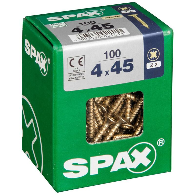 foto del prodotto set di 100 viti in acciaio a testa svasata pozidriv spax diam.4 mm x l.45 mm spax