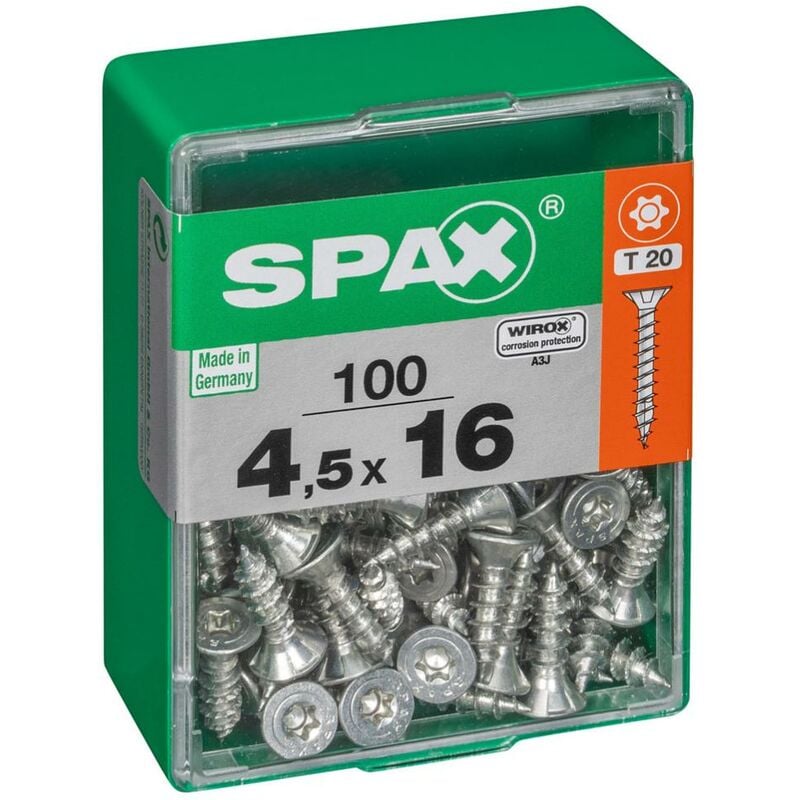 foto del prodotto set di 100 viti spax a testa svasata piana in acciaio, diam.4,5 mm x l.16 mm spax