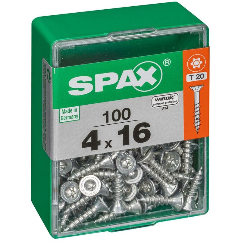foto del prodotto set di 100 viti spax a testa svasata piana in acciaio, diam.4 mm x l.16 mm spax