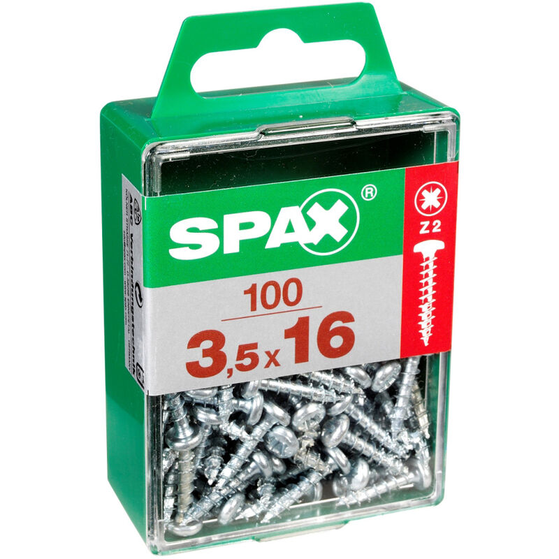 foto del prodotto set di 100 viti spax in acciaio a testa tonda, diam.3,5 mm x l.16 mm spax