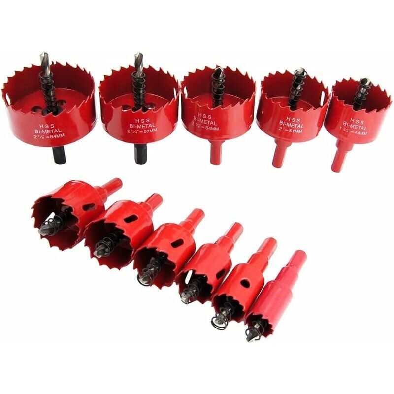 foto del prodotto set di 11 seghe a tazza bimetalliche hss con gambo per legno e metallo 