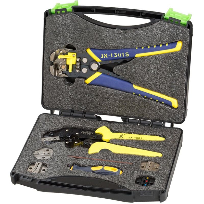 foto del prodotto set di 11 utensili per crimpatura utensile per crimpatura a cricchetto per cavi termorestringenti, isolati in nylon, non isolati, terminali a