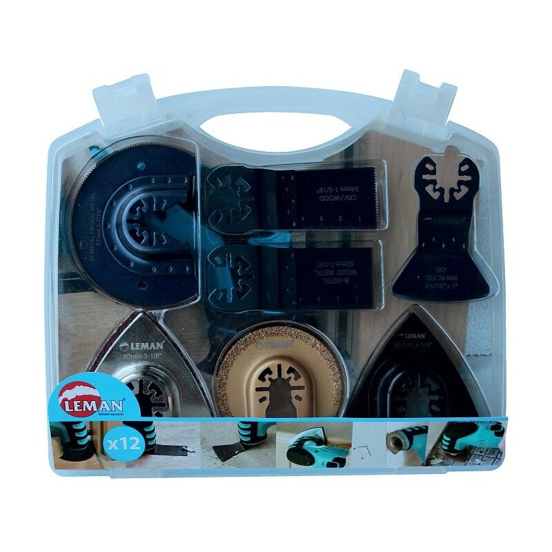 foto del prodotto set di 12 accessori multimateriale leman per utensili oscillanti 4500.12