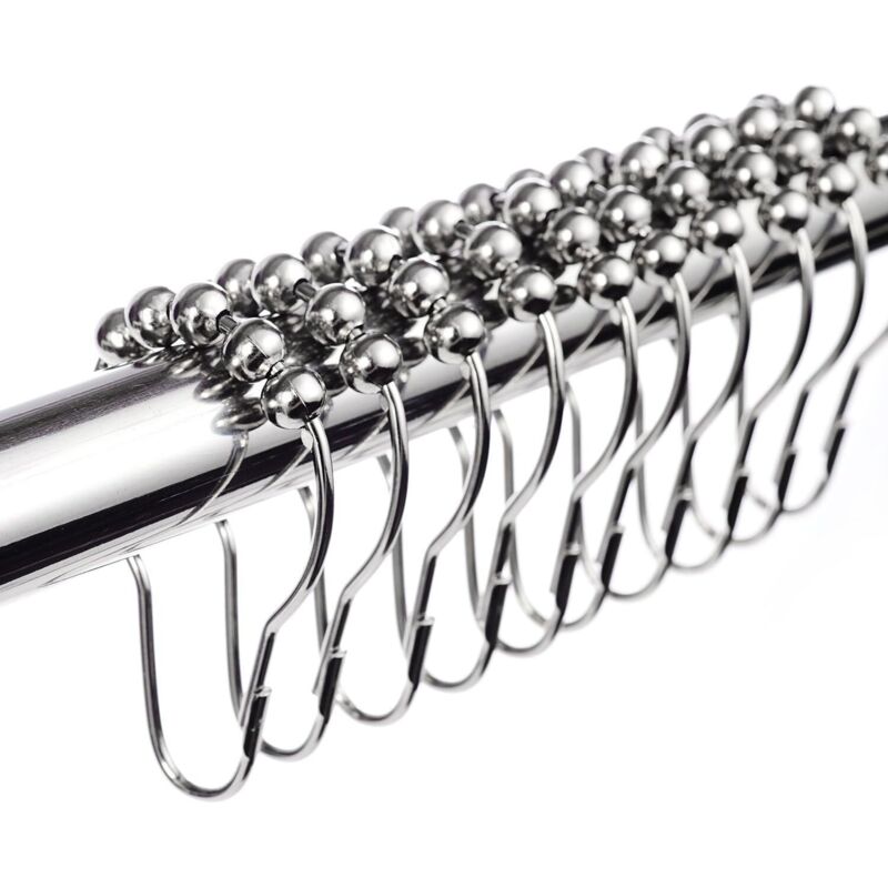 foto del prodotto set di 12 anelli scorrevoli per tenda da doccia in acciaio inox, 12 ganci singoli, 65 mm x 35 mm