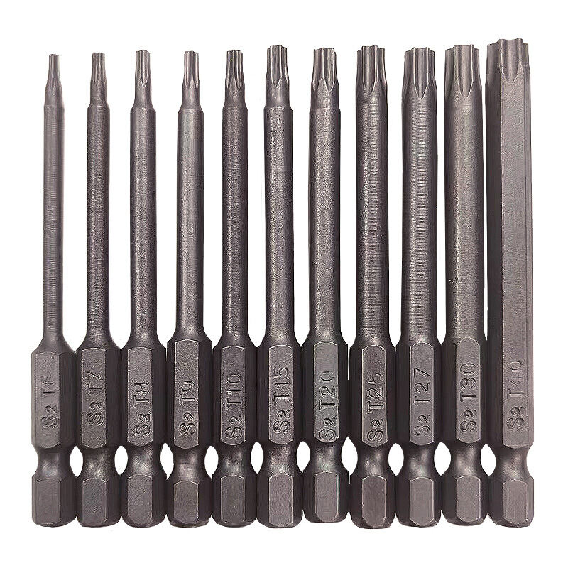 foto del prodotto set di 12 cacciaviti elettrici con attacco da 1 4 e punte da trapano magnetiche esagonali, utensili manuali da 50 mm, t5, t6, t7, t8, t9, t10, t15,