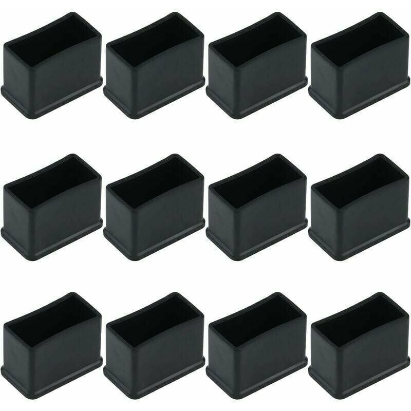 foto del prodotto set di 12 cappucci protettivi rettangolari in feltro di gomma per gambe di tavoli o sedie - nero, 15 x 30 mm.