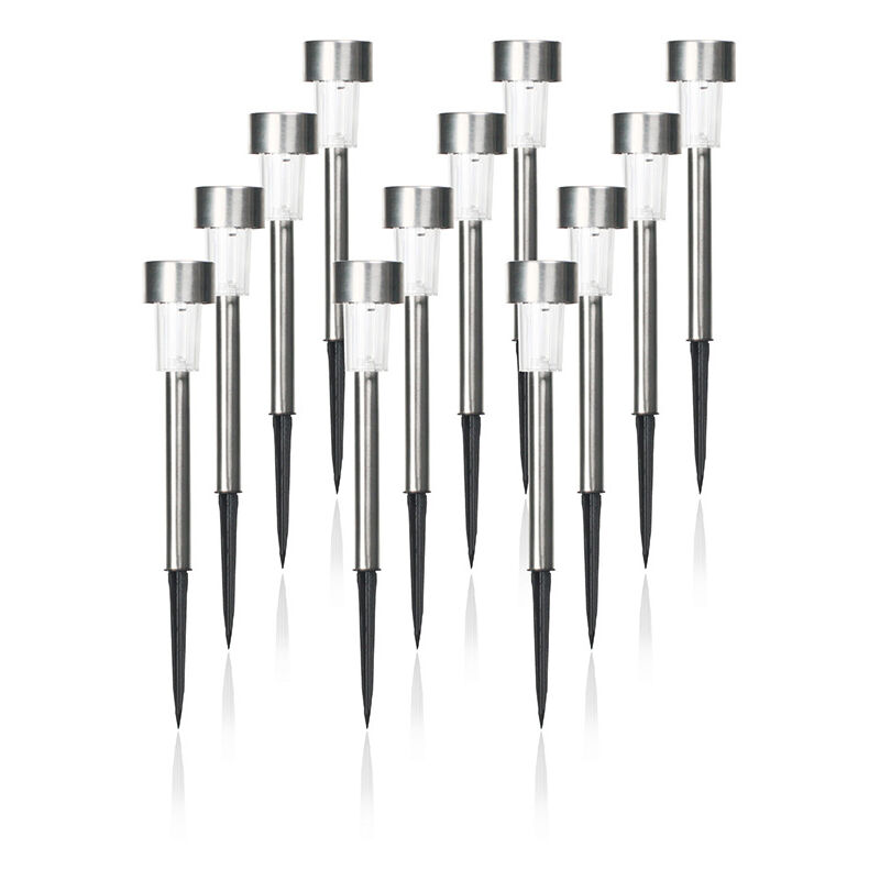foto del prodotto set di 12 luci solari calde in acciaio inox 4,5x29,5 cm 