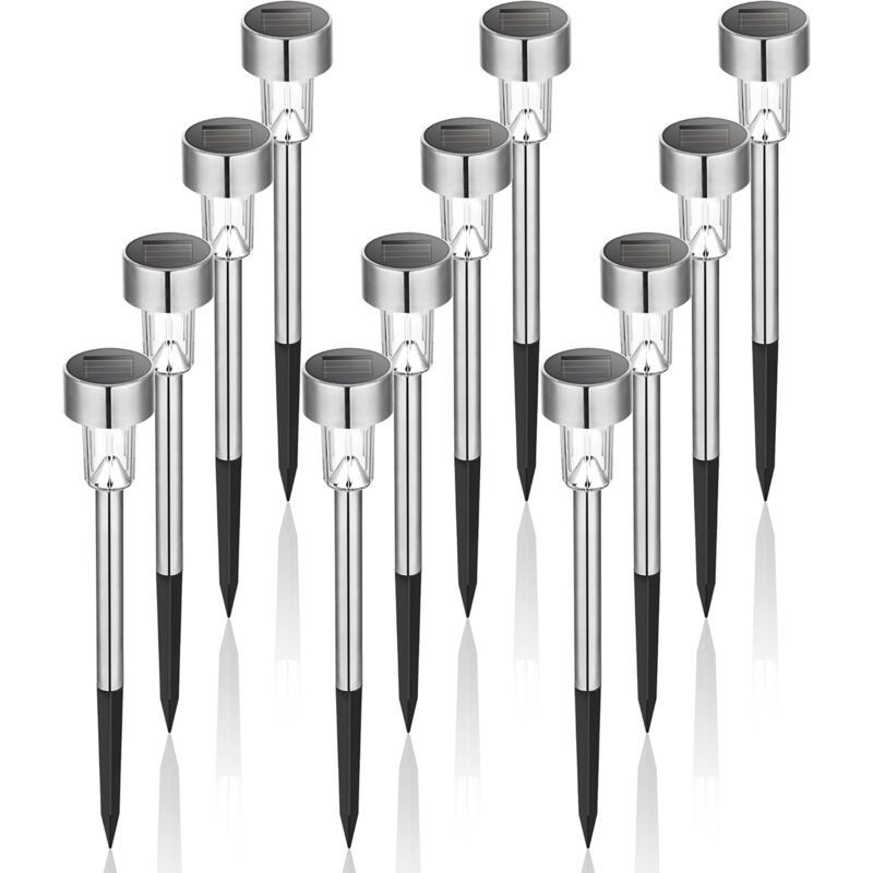 immagine 0 del prodotto set di 12 luci solari in acciaio inox con luce bianca 4,5x29,5cm 