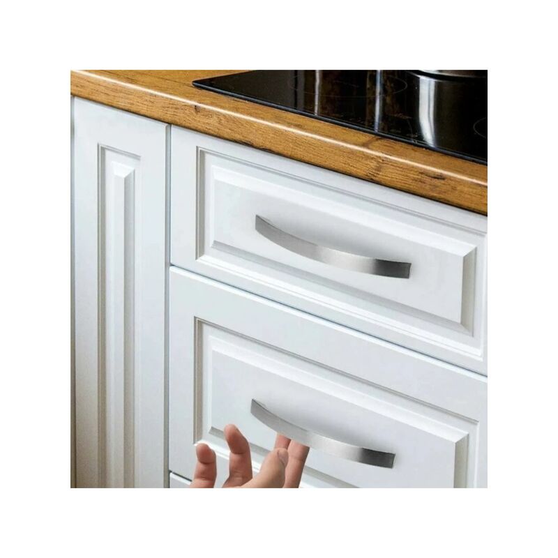 foto del prodotto set di 12 maniglie per mobili da cucina cromate maniglie per porte in nichel spazzolato maniglie per cucina in acciaio inox interasse