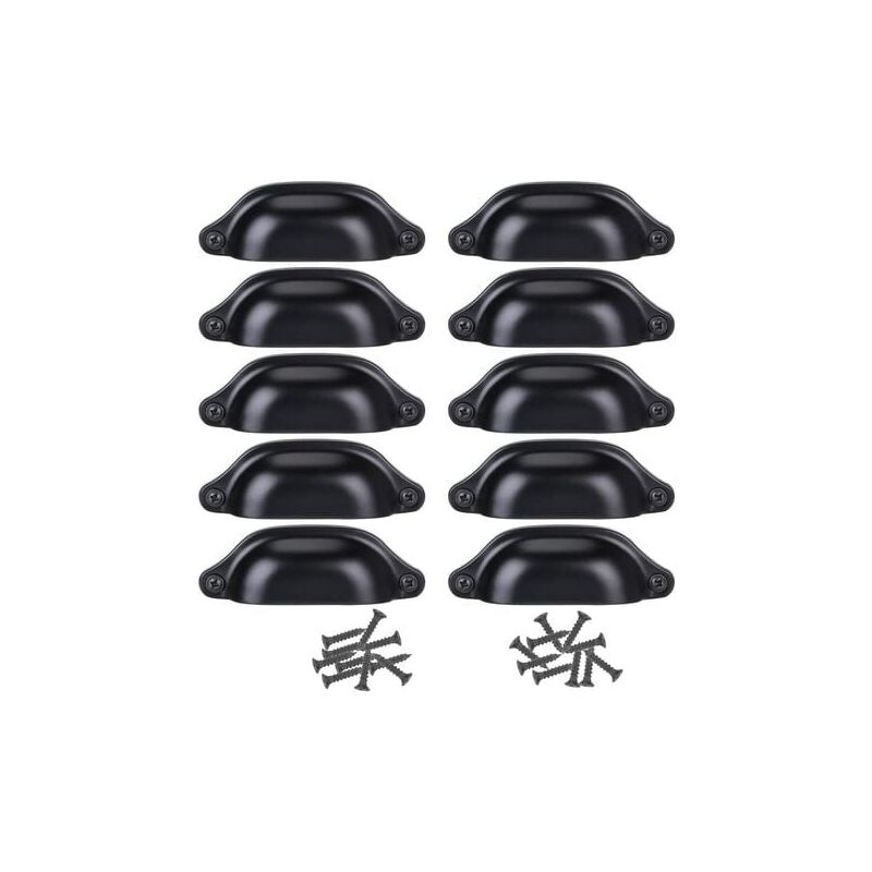 foto del prodotto set di 12 pomelli per porte decorazione per mobili, cassetti nero 82mm