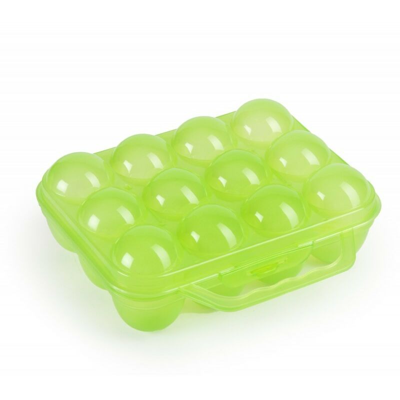foto del prodotto set di 12 portauova in plastica con manico, lime, misure 19,5 x 18 x 7 cm