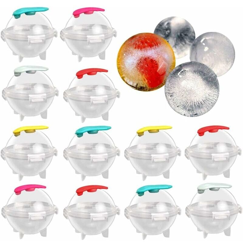 foto del prodotto set di 12 stampi per cubetti di ghiaccio giganti rotondi per whisky, cocktail, succhi, caramelle, gelatina, bevande estive, bevande fredde