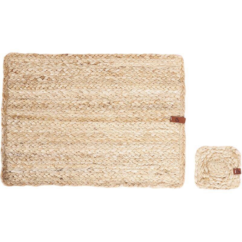 foto del prodotto set di 12 tovagliette e sottobicchieri rettangolari in iuta naturale fatti a mano 30 x 40 10 x 10 cm quadong