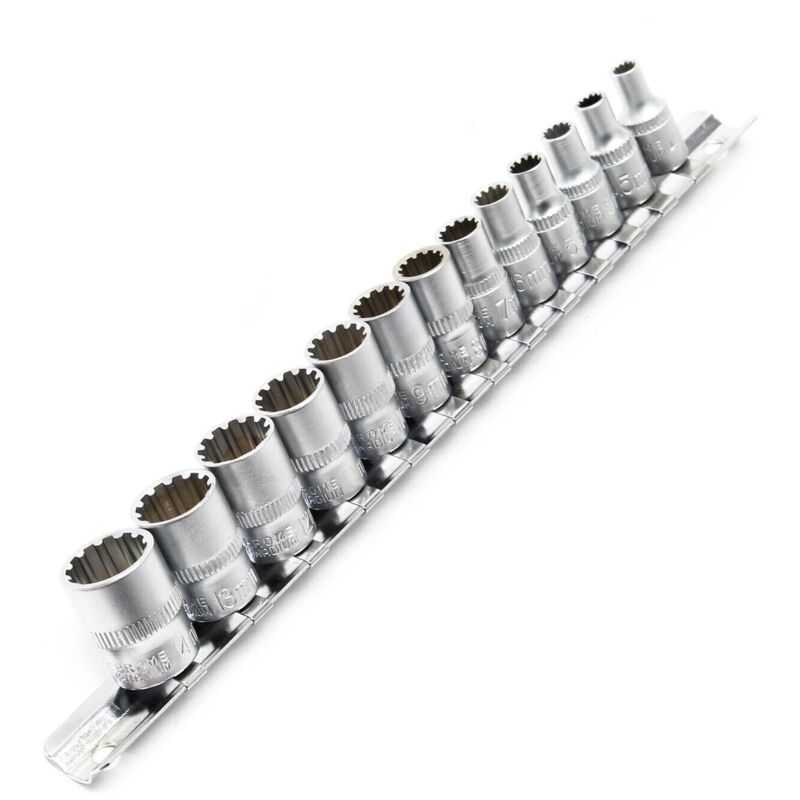 foto del prodotto set di 13 bussole con profilo esterno da 1 4 6,35 mm a denti multipli