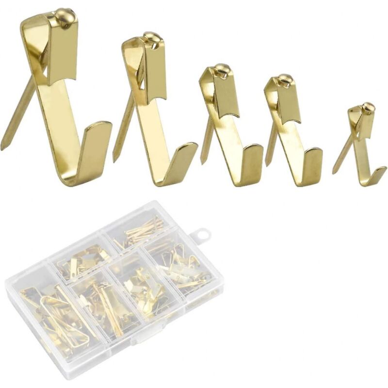 foto del prodotto set di 130 ganci da parete in metallo, set di ganci per quadri con chiodi, kit di ganci per porte, appendiabiti per quadri bebusingoto