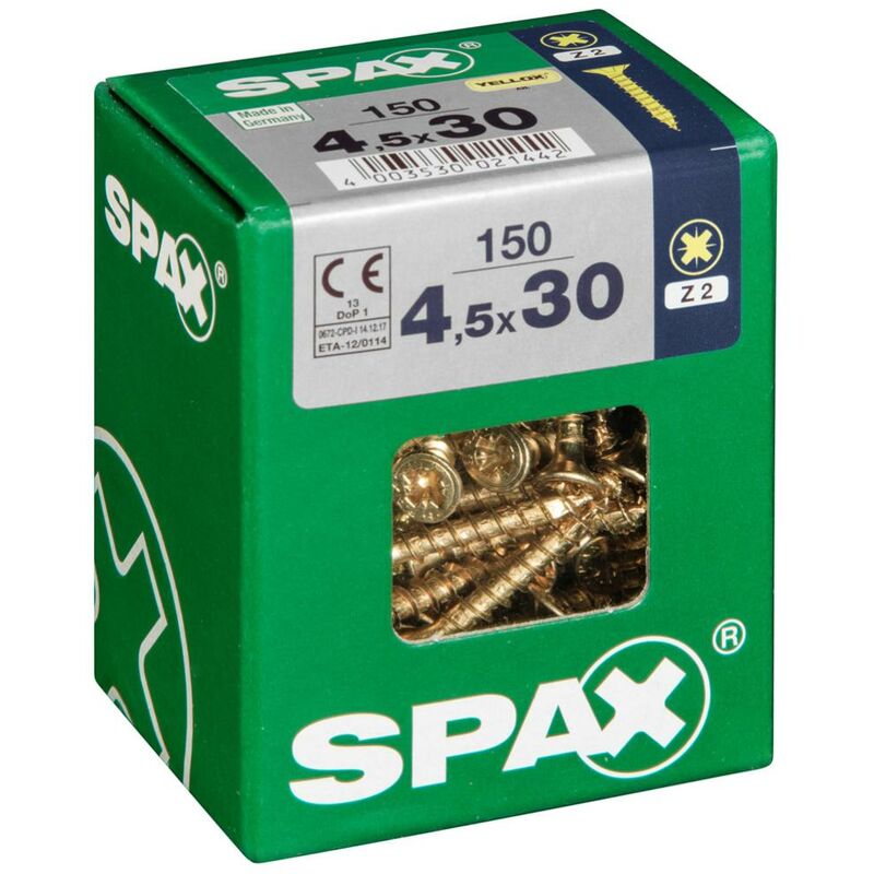 foto del prodotto set di 150 viti in acciaio a testa svasata pozidriv spax diam.4,5 mm x l.30 mm spax