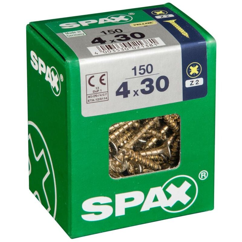 foto del prodotto set di 150 viti in acciaio a testa svasata pozidriv spax diam.4 mm x l.30 mm spax