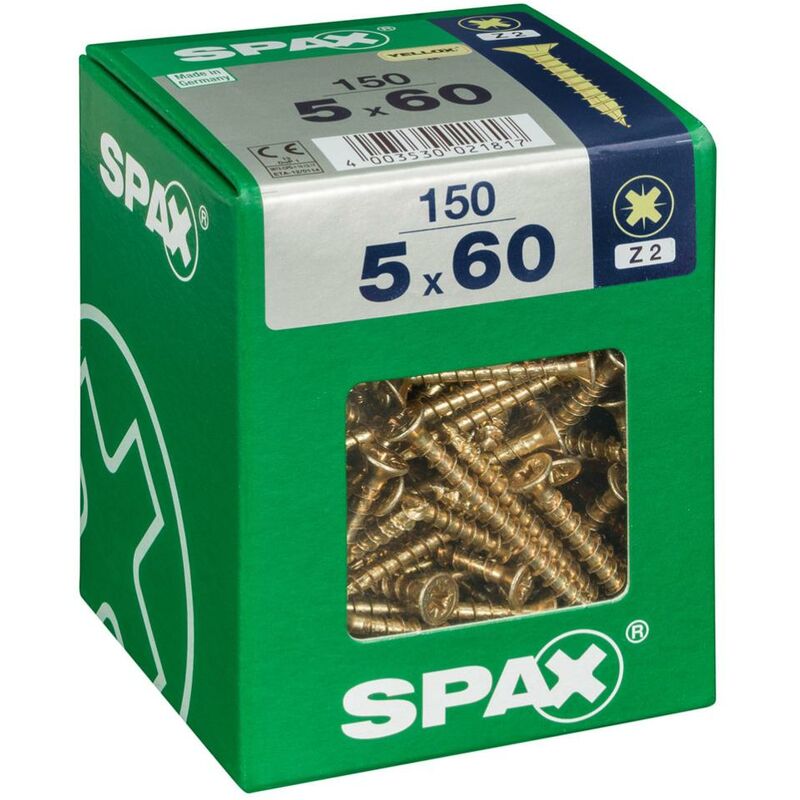 foto del prodotto set di 150 viti in acciaio a testa svasata pozidriv spax diam.5 mm x l.60 mm spax