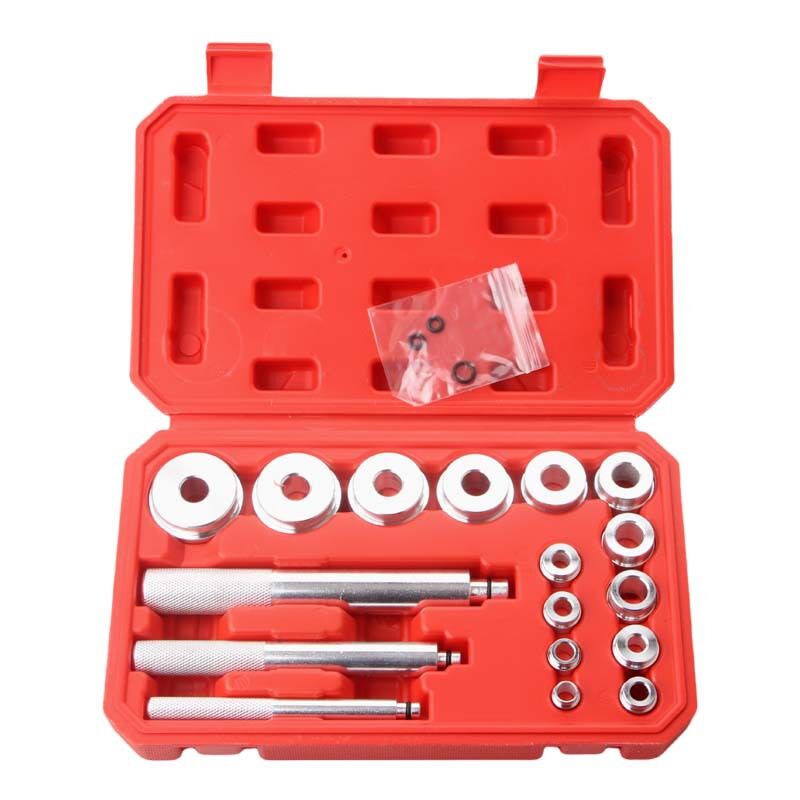 foto del prodotto set di 17 utensili per cuscinetti in alluminio, estrattore per cuscinetti con elemento di pressione per ruote, per montaggio e ricondizionamento