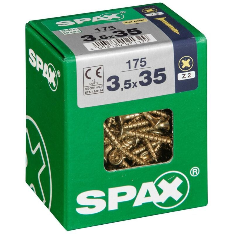 foto del prodotto set di 175 viti in acciaio a testa svasata pozidriv spax diam.3,5 mm x l.35 mm spax